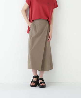 【SALE】human woman (Women)/ヒューマンウーマン コットンキュプラウェザーラップフレアースカート(0775220702) カーキ180 ロングスカート【三越伊勢丹/公式】