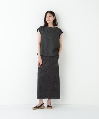シェヴィダレン ◡̈ リネンスカート ◇ジオメトリックレーススカート（0775220703