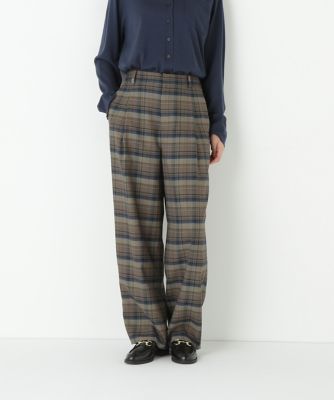 human woman (Women)/ヒューマンウーマン 先染めチェックタックセミワイドパンツ(0775230006) グリーン143 パンツ・ズボン【三越伊勢丹/公式】