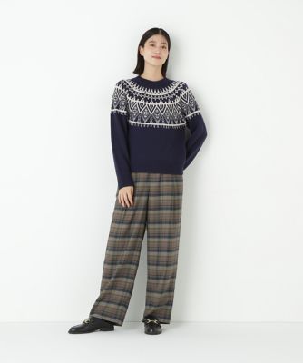 ◇先染めチェックタックセミワイドパンツ（0775230006