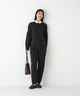 未使用 H BEAUTY&YOUTH ワンタック テーパードパンツ ブラック M ◇ストレッチポンチワンタックテーパードパンツ（0775230903