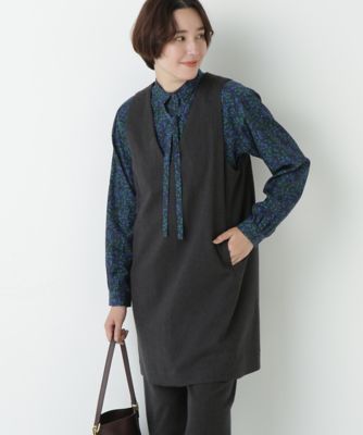 human woman (Women)/ヒューマンウーマン TOPツイルミディアムジャンパースカート(0775240100) グレー021 【三越伊勢丹/公式】