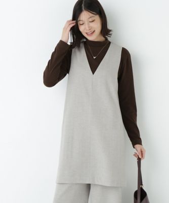 human woman (Women)/ヒューマンウーマン TOPツイルミディアムジャンパースカート(0775240100) ベージュ042 【三越伊勢丹/公式】