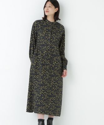 ＜human woman (Women)＞プチフラワープリントブラウジングバンドカラーワンピース（０７７５２４０１０１）