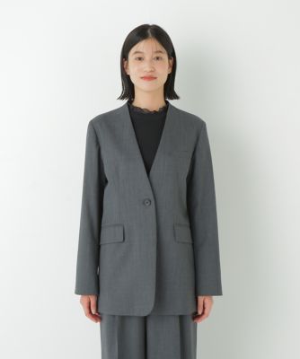 ◇Vネックノーカラージャケット（0775250902） | human