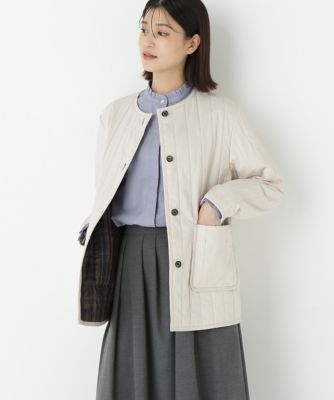 軽くて快適！】ウール混 ストレッチノーカラージャケット