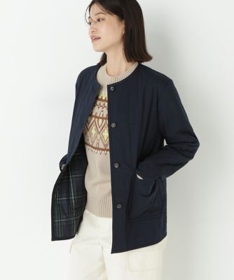 【新品】humanwoman ネイビー ノーカラージャケット M human woman（ヒューマンウーマン） ジャケット ノーカラージャケット