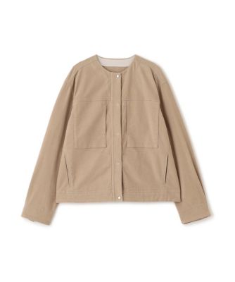 美品❣️サマーブルゾン ◇ストレッチエアリードットコードノーカラーブルゾン