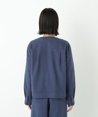 美品❣️サマーブルゾン ◇ストレッチエアリードットコードノーカラーブルゾン