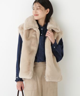 human woman (Women)/ヒューマンウーマン フェイクファーコクーンジレ(0775255905) ベージュ040 アウター【三越伊勢丹/公式】