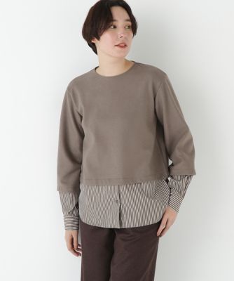 human woman (Women)/ヒューマンウーマン シャツドッキングミルドジャージープルオーバー(0775260001) ブラウン051 トップス【三越伊勢丹/公式】