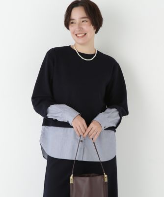 human woman (Women)/ヒューマンウーマン シャツドッキングミルドジャージープルオーバー(0775260001) ネイビー120 トップス【三越伊勢丹/公式】