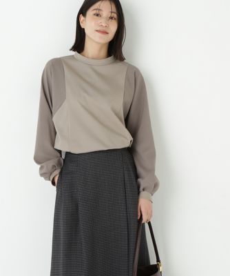 human woman (Women)/ヒューマンウーマン ポンチ異素材ドッキングプルオーバー(0775260011) ベージュ040 トップス【三越伊勢丹/公式】