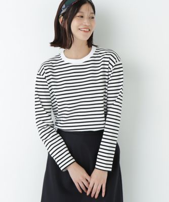 human woman (Women)/ヒューマンウーマン ボーダーロングスリーブTシャツ(0775260103) ブラック013 トップス【三越伊勢丹/公式】