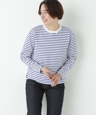 human woman (Women)/ヒューマンウーマン ボーダーロングスリーブTシャツ(0775260103) ブルー113 トップス【三越伊勢丹/公式】
