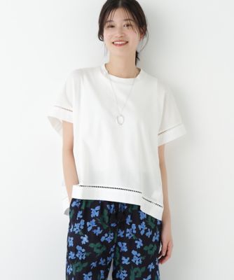 ＜human woman (Women)＞◆布帛ドッキング半袖プルオーバー（０７７５２６０７１４）