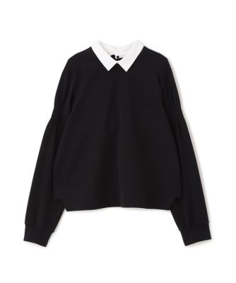 ◇ストレッチポンチシャツカラードッキングプルオーバー
