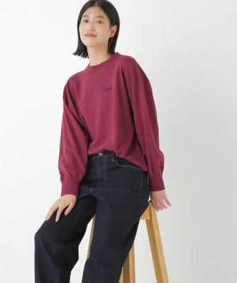 human woman (Women)/ヒューマンウーマン チェーンステッチロゴトレーナー(0775260921) ワイン070 トップス【三越伊勢丹/公式】