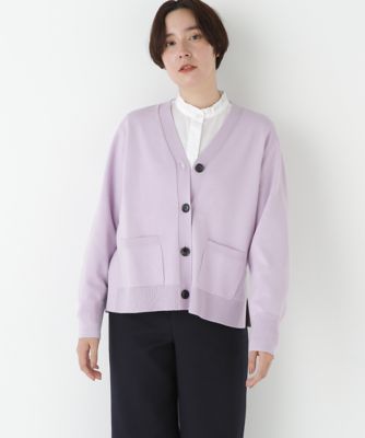 human woman (Women)/ヒューマンウーマン ハイゲージプレーティングVネックカーディガン(0775270006) パープル080 トップス【三越伊勢丹/公式】