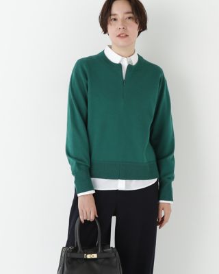 human woman (Women)/ヒューマンウーマン ハイゲージプレーティングスキッパー風プルオーバー(0775270007) グリーン140 トップス【三越伊勢丹/公式】