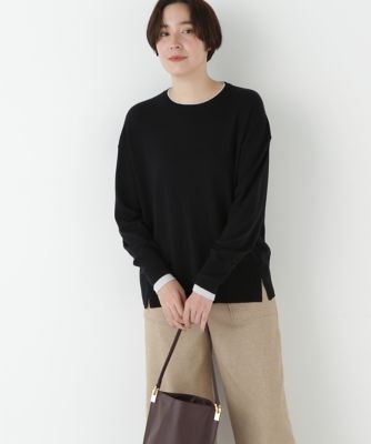 human woman (Women)/ヒューマンウーマン ハイゲージバイカラーハイネックプルオーバー(0775270008) ブラック010 トップス【三越伊勢丹/公式】