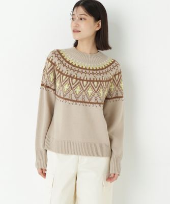 human woman (Women)/ヒューマンウーマン ウールアクリル求心ジャカードプルオーバー(0775270011) ベージュ043 トップス【三越伊勢丹/公式】