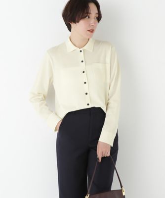 human woman (Women)/ヒューマンウーマン クリアウール混ニットシャツ(0775270012) ホワイト030 トップス【三越伊勢丹/公式】