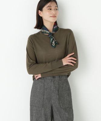human woman (Women)/ヒューマンウーマン クリアウールクルーネックニット(0775270013) カーキ180 トップス【三越伊勢丹/公式】
