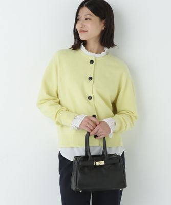 human woman (Women)/ヒューマンウーマン ミドルゲージウールクルーネックカーディガン(0775270109) イエロー060 トップス【三越伊勢丹/公式】