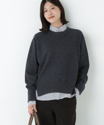 human woman (Women)/ヒューマンウーマン ミドルゲージウールクルーネックプルオーバー(0775270110) グレー021 トップス【三越伊勢丹/公式】
