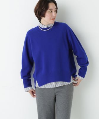 human woman (Women)/ヒューマンウーマン ミドルゲージウールクルーネックプルオーバー(0775270110) ブルー110 トップス【三越伊勢丹/公式】