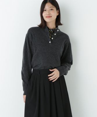 human woman (Women)/ヒューマンウーマン ウールMIXヘンリーネックプルオーバー(0775270119) グレー021 トップス【三越伊勢丹/公式】