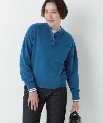 human woman (Women)/ヒューマンウーマン ウールMIXヘンリーネックプルオーバー(0775270119) ブルー110 トップス【三越伊勢丹/公式】