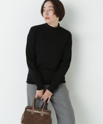 human woman (Women)/ヒューマンウーマン 梳毛天竺ハイネックプルオーバー(0775270126) ブラック010 トップス【三越伊勢丹/公式】