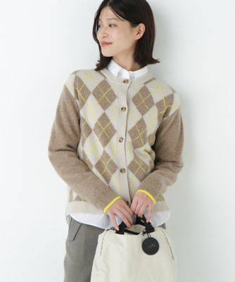 ＜human woman (Women)＞ウールＭＩＸアーガイルクルーネックカーディガン（０７７５２７０１２７）