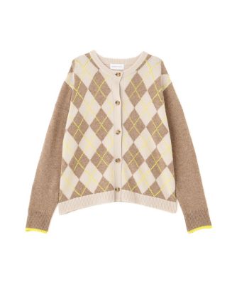 ウールMIXアーガイルクルーネックカーディガン