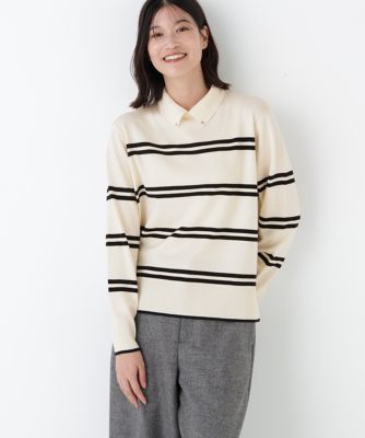 ◆ハイゲージプレーティング天竺衿付きニット（０７７５２７０２０３）