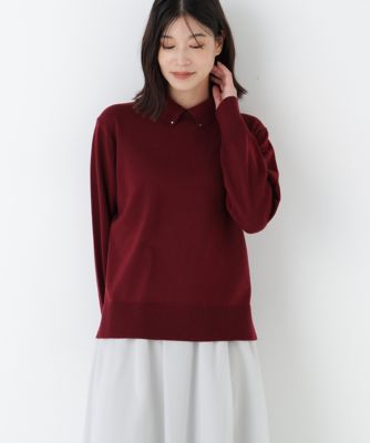 ◆ハイゲージプレーティング天竺衿付きニット（０７７５２７０２０３）