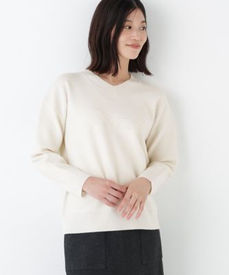 ＜human woman (Women)＞◆レタードジャカードＶネックニット（０７７５２７０２０４）