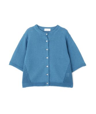 ◇ミドルゲージギマクルーネック半袖カーディガン