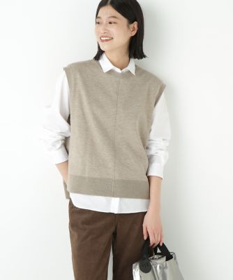 human woman (Women)/ヒューマンウーマン ハーゲージクルーネックニットベスト(0775270925) ベージュ040 トップス【三越伊勢丹/公式】
