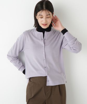 human woman (Women)/ヒューマンウーマン ハイツイストウールクルーネックカーディガン(0775270930) パープル080 トップス【三越伊勢丹/公式】