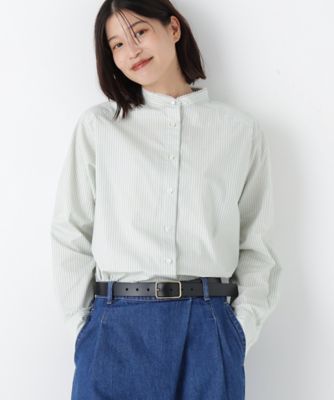 ＜human woman (Women)＞◆ドビーストライプレースカラーブラウス（０７７６１１０１０４）