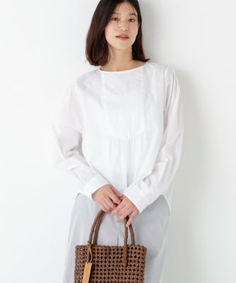 ◇インドキルトヨークノーカラーブラウス（0776110311