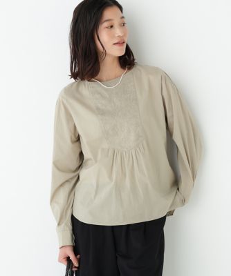 ◇インドキルトヨークノーカラーブラウス（0776110311