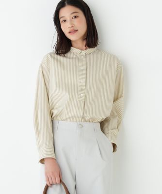 ＜human woman (Women)＞◆《ウォッシャブル》ストライプ形態安定ボックスブラウス（０７７６１１０３１３）