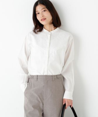 ＜human woman (Women)＞◆《ウォッシャブル》レースドッキングバンドカラーブラウス（０７７６１１０３１４）