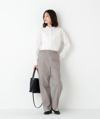 ◇《ウォッシャブル》レースドッキングバンドカラーブラウス 