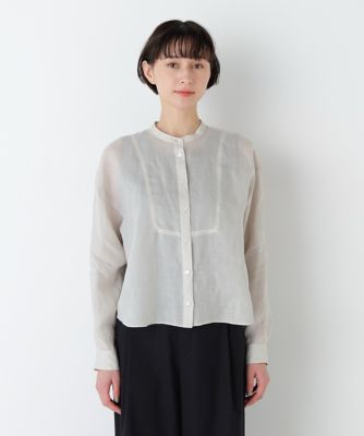 ハナモモ出品 未使用 eLLa コットンブラウス 名品 ／ 洗える ／ 4カラー展開》ラミーボザムシャツブラウス