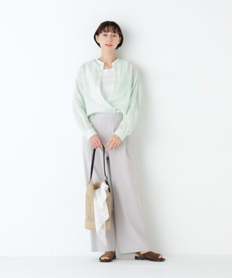 名品 ／ 洗える》ラミーボザムシャツストライプブラウス